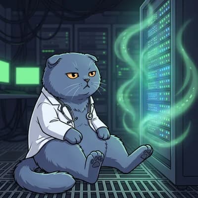 Kranky cat mascot as doctor monitoring and auto-healing game servers